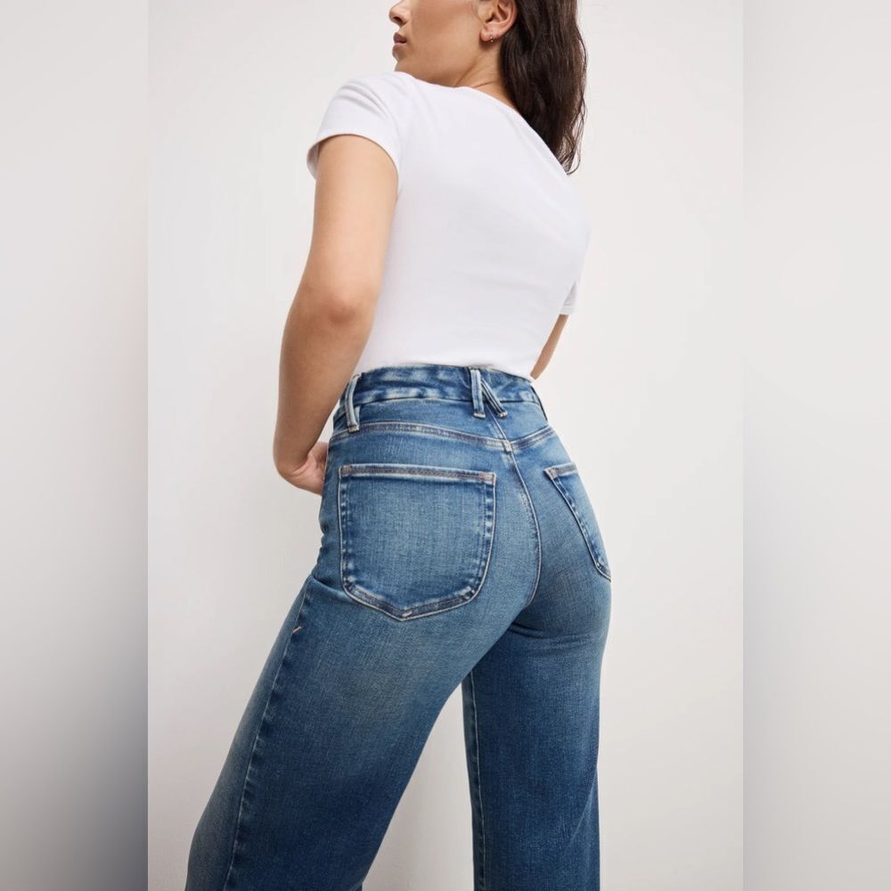 Good American SOFT TECH GOOD PETITE PALAZZO JEANS - Picture 5 of 7